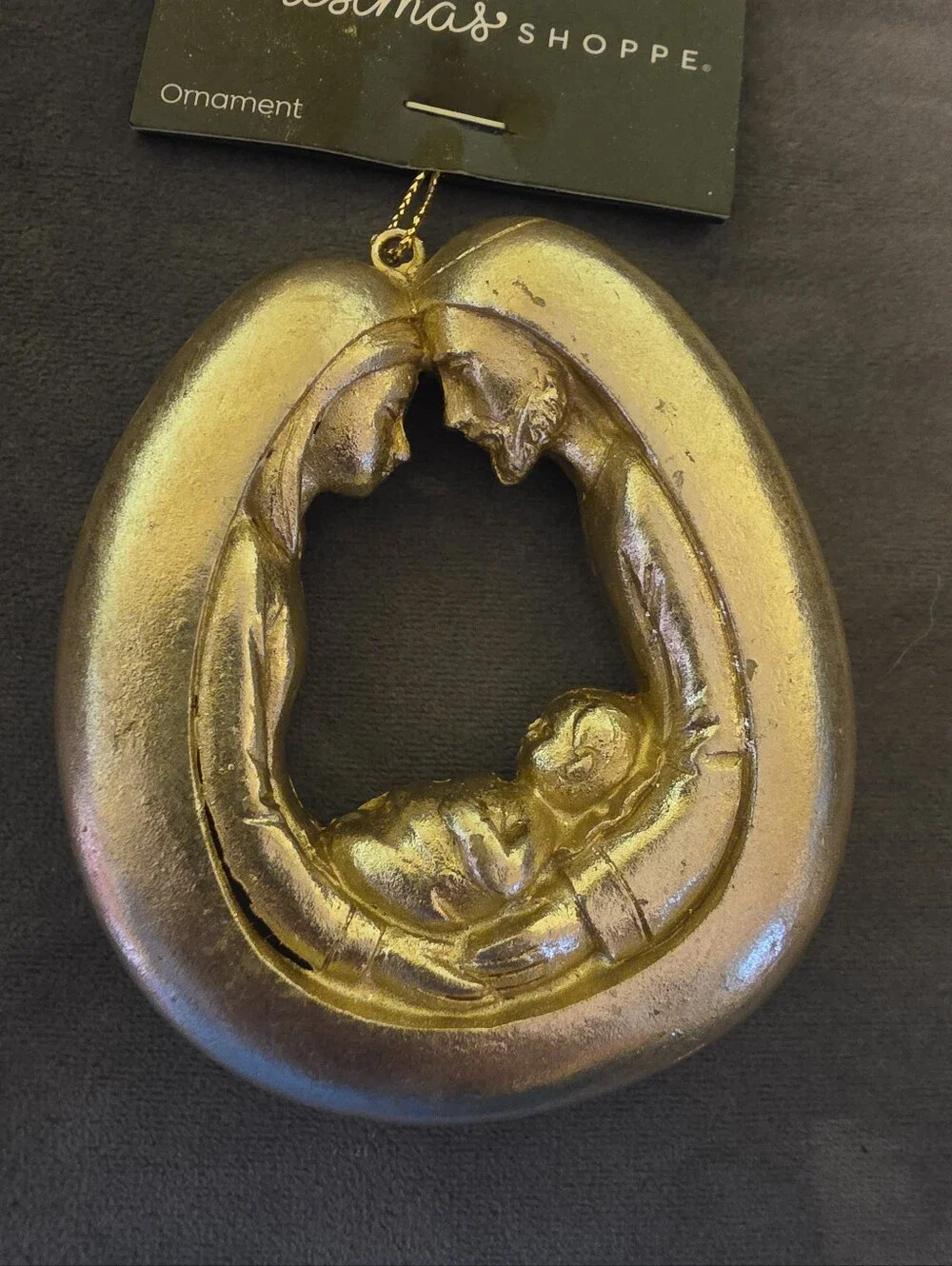 NWT Christmas Shoppe Gold Nativity Christmas Tree Ornament Joseph Mary & Jesus
